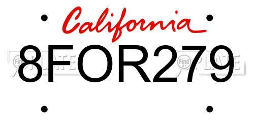 8FOR279 California License Plate