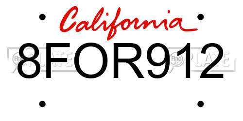 8FOR912 California License Plate