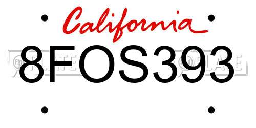 8FOS393 California License Plate
