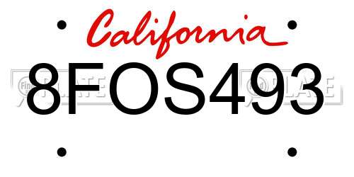8FOS493 California License Plate
