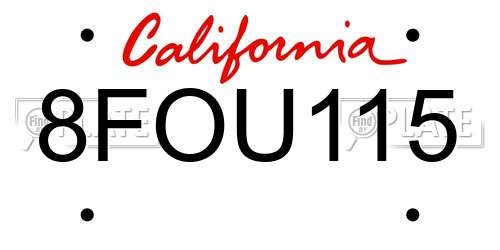 8FOU115 California License Plate
