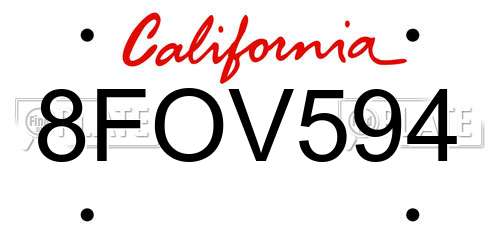 8FOV594 California License Plate