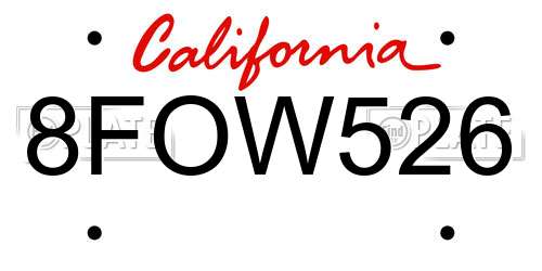 8FOW526 California License Plate