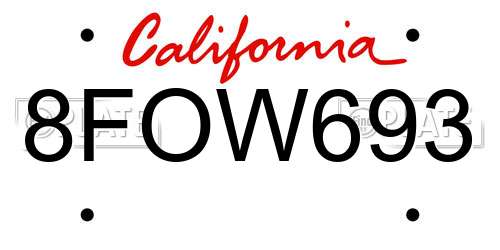 8FOW693 California License Plate