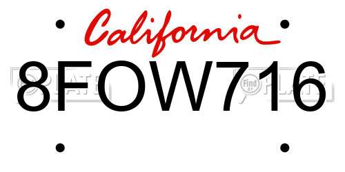 8FOW716 California License Plate