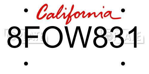 8FOW831 California License Plate