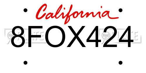 8FOX424 California License Plate