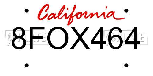 8FOX464 California License Plate