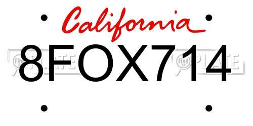8FOX714 California License Plate