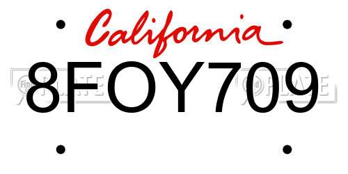 8FOY709 California License Plate