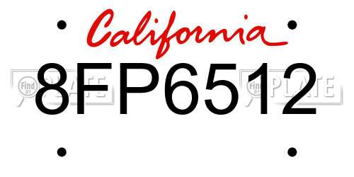 8FP6512 California License Plate