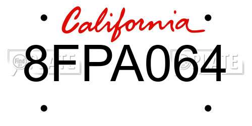 8FPA064 California License Plate