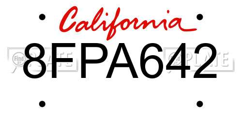 8FPA642 California License Plate