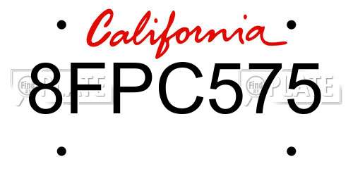 8FPC575 California License Plate
