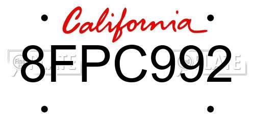 8FPC992 California License Plate