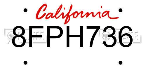 8FPH736 California License Plate