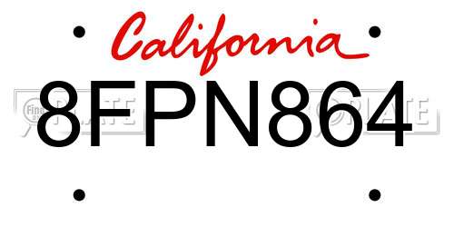 8FPN864 California License Plate