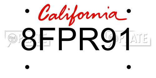 8FPR91 California License Plate
