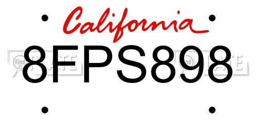 8FPS898 California License Plate
