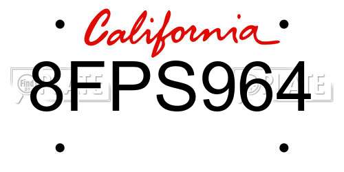 8FPS964 California License Plate
