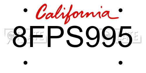 8FPS995 California License Plate