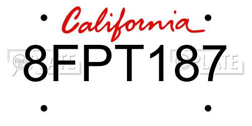 8FPT187 California License Plate
