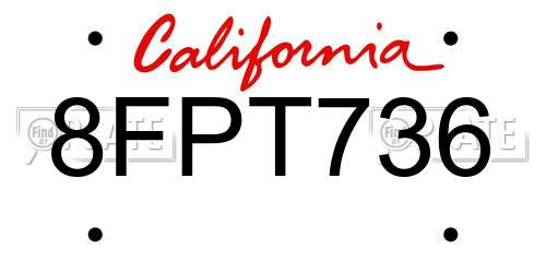 8FPT736 California License Plate