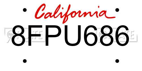 8FPU686 California License Plate