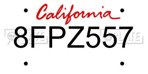 8FPZ557 California License Plate