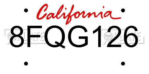 8FQG126 California License Plate