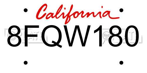 8FQW180 California License Plate