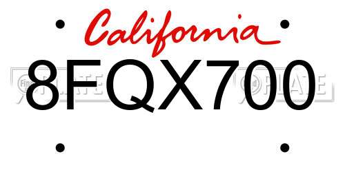 8FQX700 California License Plate