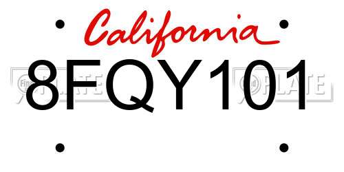 8FQY101 California License Plate