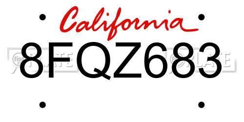 8FQZ683 California License Plate