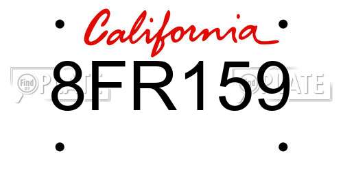 8FR159 California License Plate