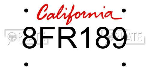 8FR189 California License Plate