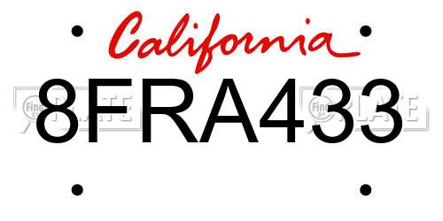 8FRA433 California License Plate
