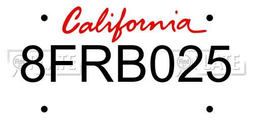 8FRB025 California License Plate
