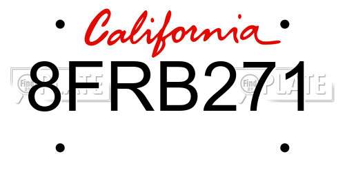 8FRB271 California License Plate