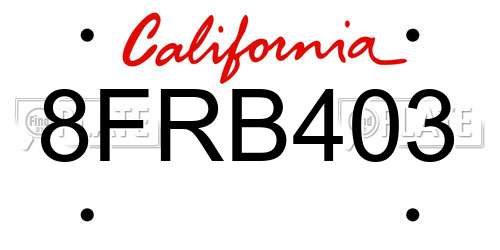 8FRB403 California License Plate