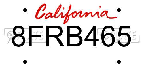 8FRB465 California License Plate
