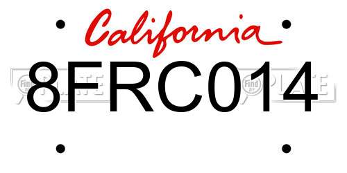 8FRC014 California License Plate