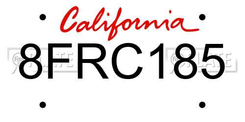 8FRC185 California License Plate