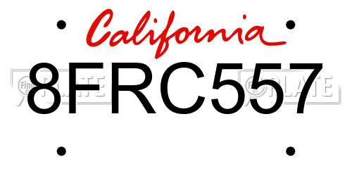 8FRC557 California License Plate