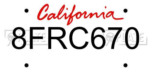 8FRC670 California License Plate