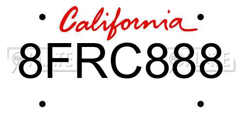 8FRC888 California License Plate