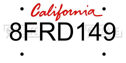 8FRD149 California License Plate