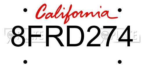 8FRD274 California License Plate