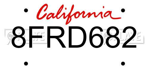 8FRD682 California License Plate