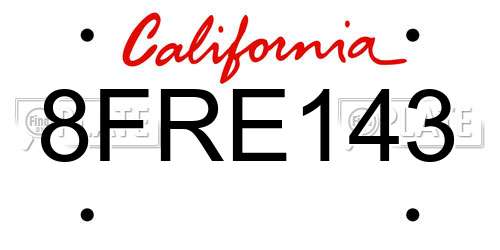 8FRE143 California License Plate